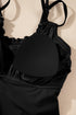 Black 2Pcs Solid Color Spaghetti Straps Tankini Set